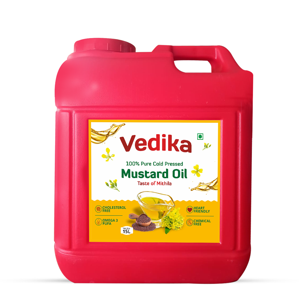 Vedika 100% Pure Cold Pressed Mustard Oil Can – 15L