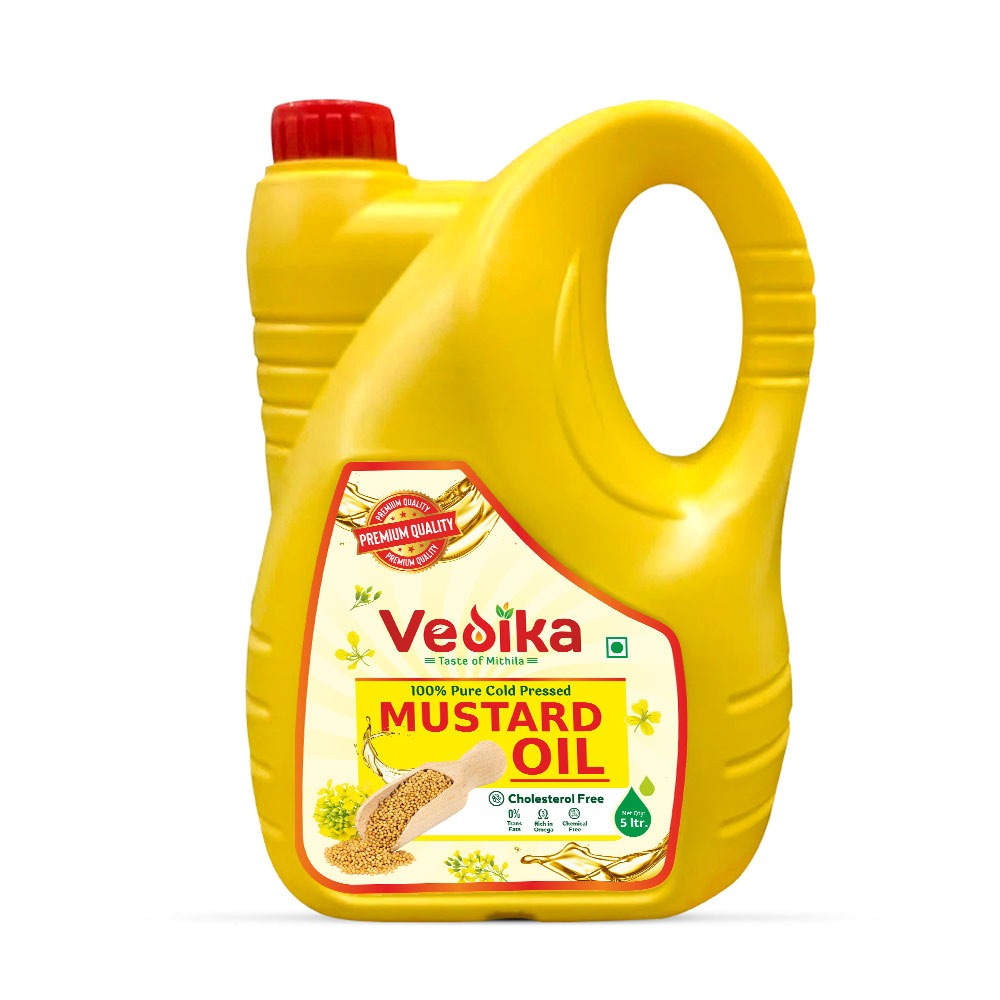 Vedika Premium Quality 100% Pure Cold Pressed Mustard Oil Jar – 5L