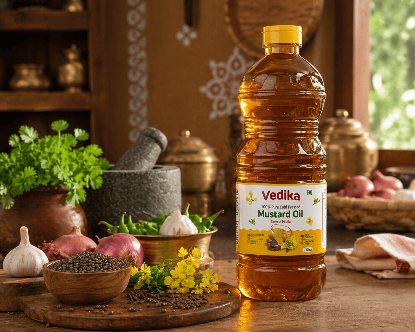 Vedika 100% Pure Cold Pressed Mustard Oil – 1L thumbnail