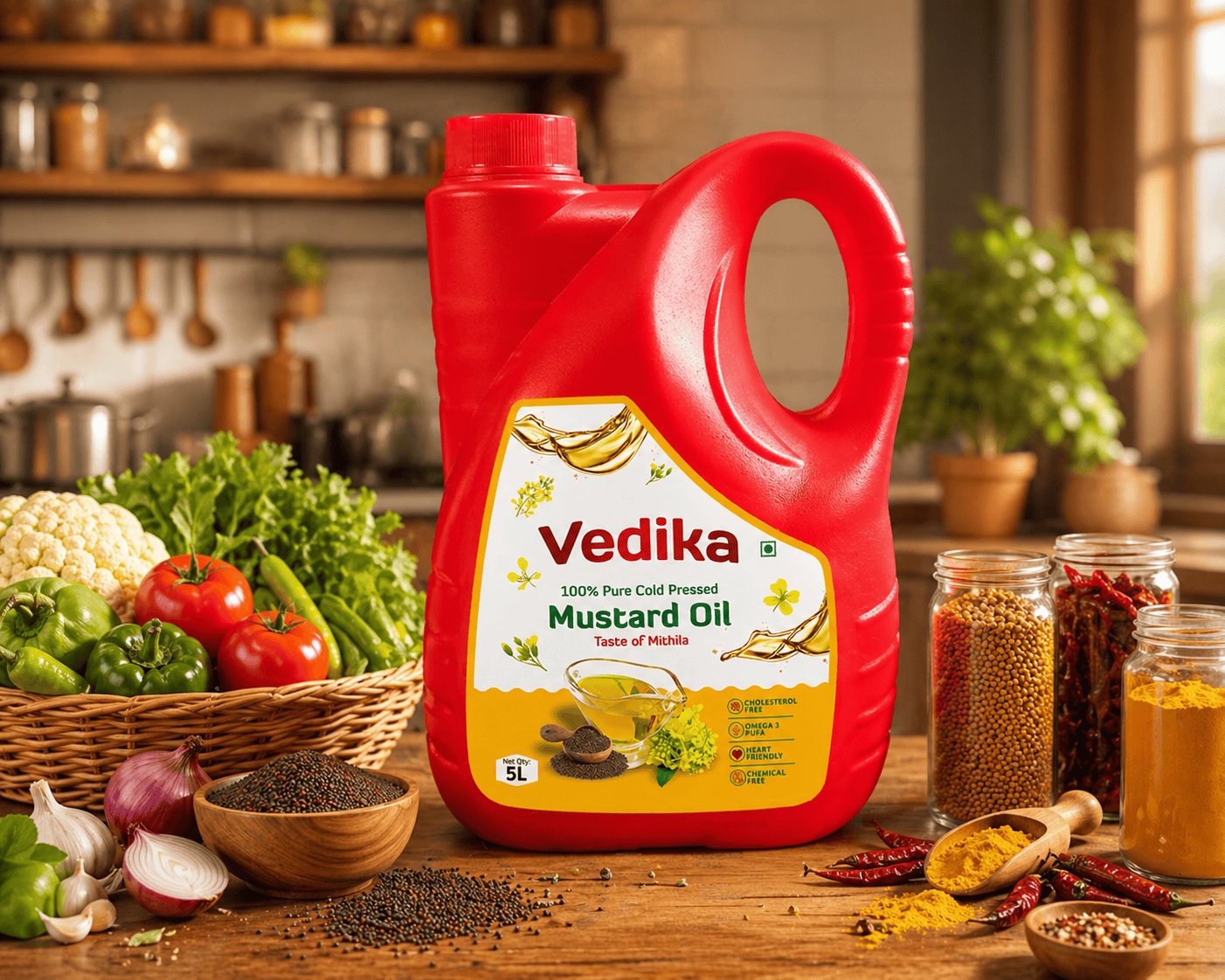 Vedika 100% Pure Cold Pressed Mustard Oil Jar – 5L thumbnail