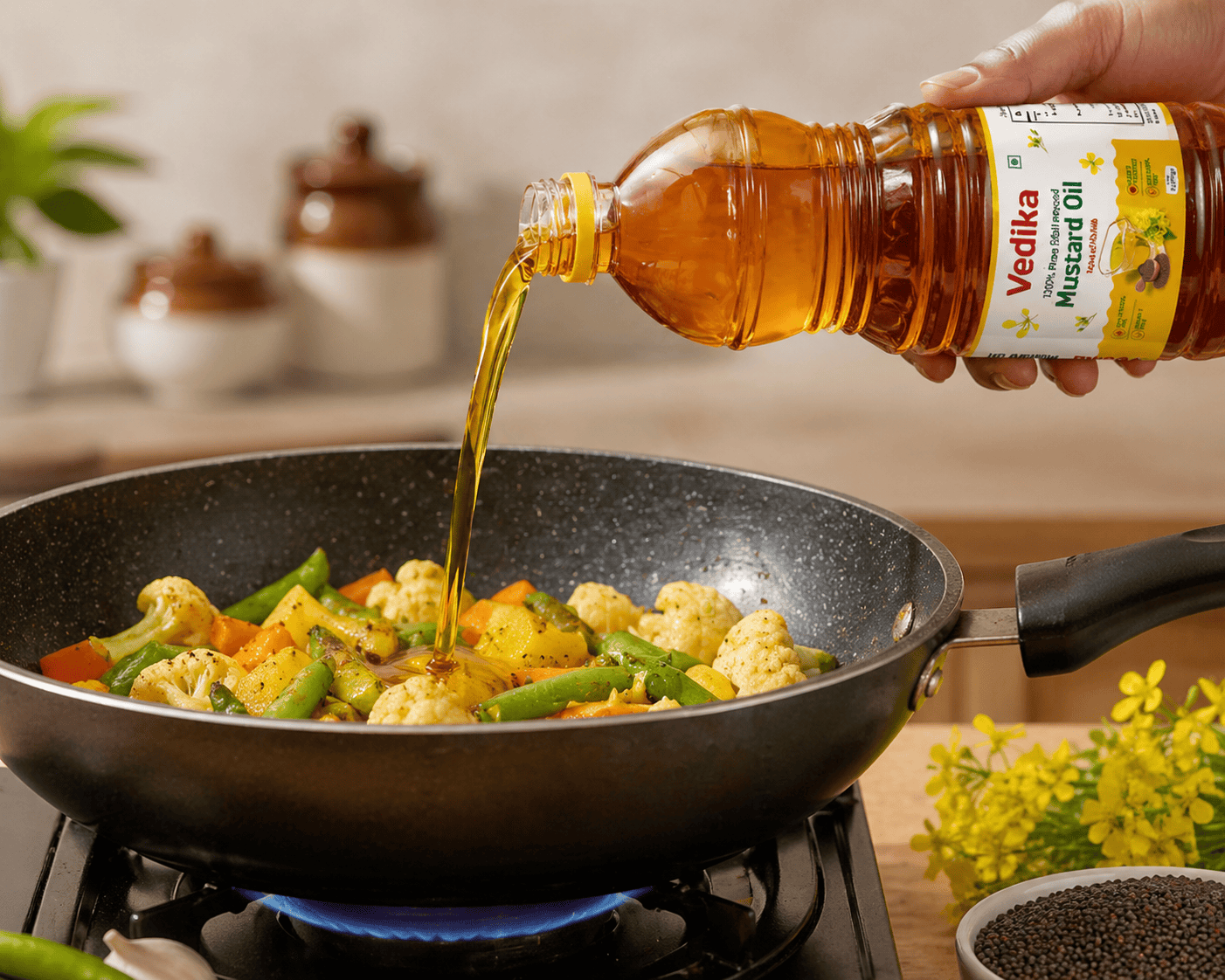 Vedika 100% Pure Cold Pressed Mustard Oil – 1L thumbnail