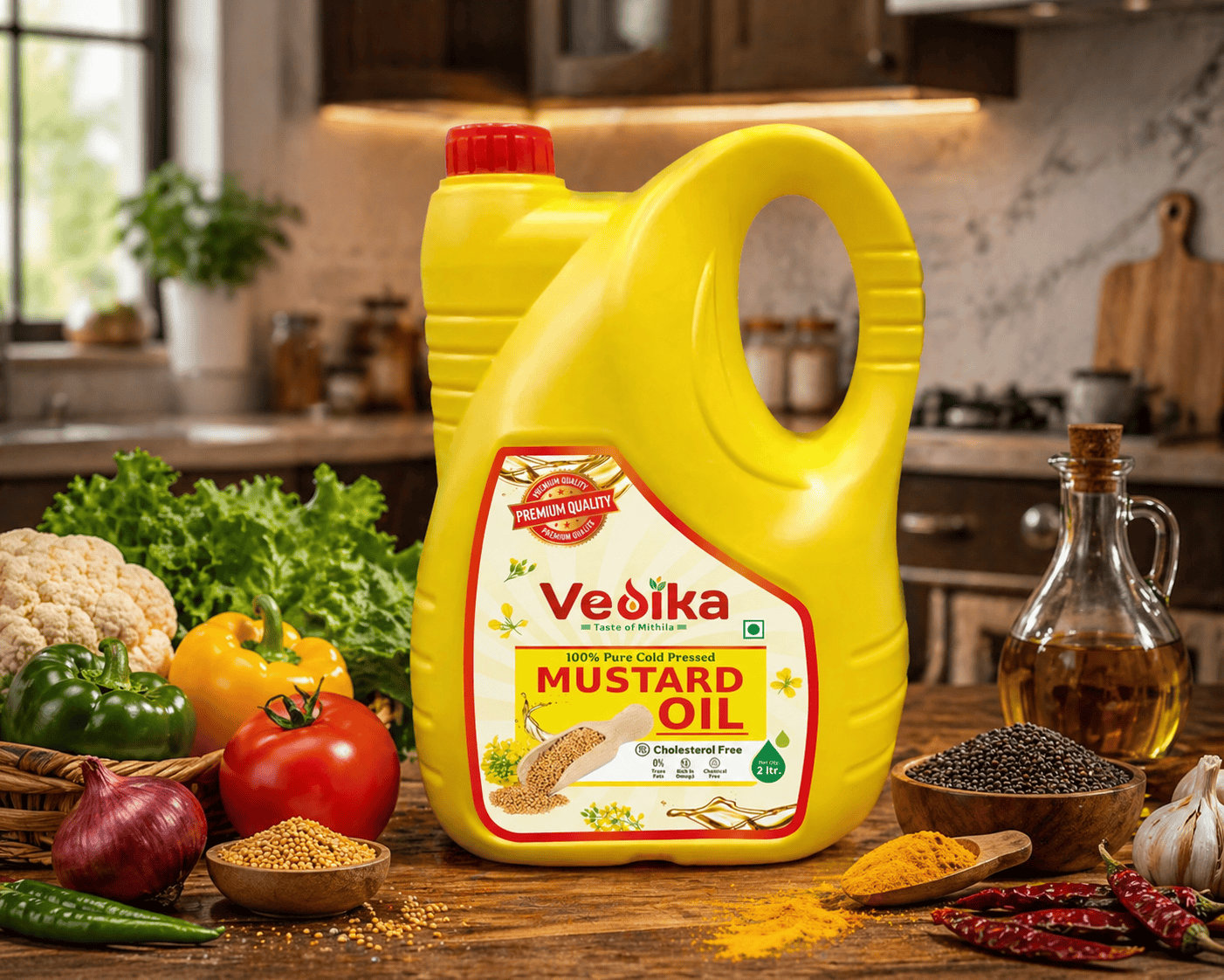 Vedika Premium Quality 100% Pure Cold Pressed Mustard Oil Jar – 2L thumbnail