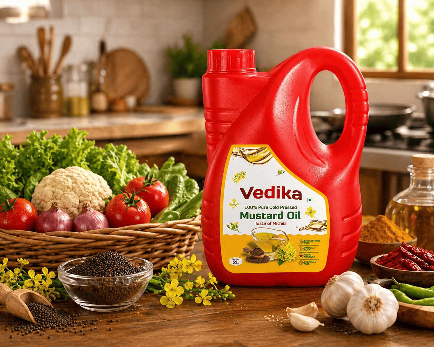 Vedika 100% Pure Cold Pressed Mustard Oil Jar – 2L thumbnail