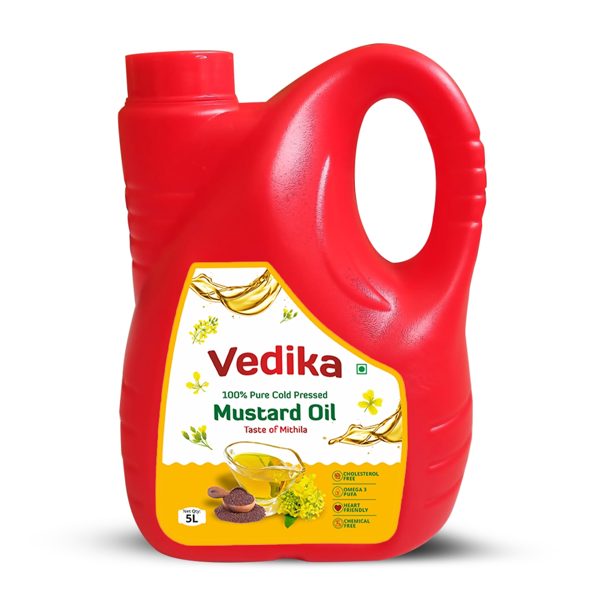 Vedika 100% Pure Cold Pressed Mustard Oil Jar – 5L